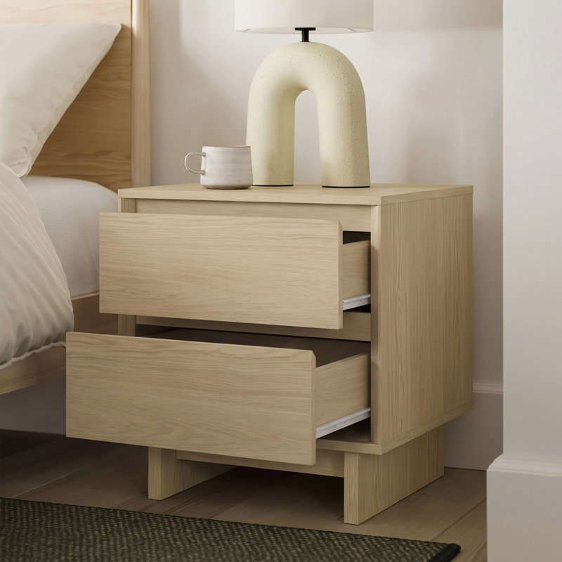 Table de chevet Finkel 19,7 po L à 2 tiroirs, Beige