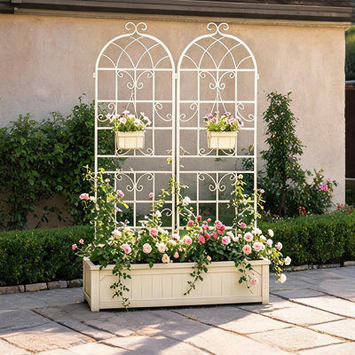 Ensemble de treillis de jardin en acier galvanisé thermolaqué, conforme à la photo et à l'insertion au sol.