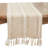 Textured Striped Woven Table Runner With Fringe Detail