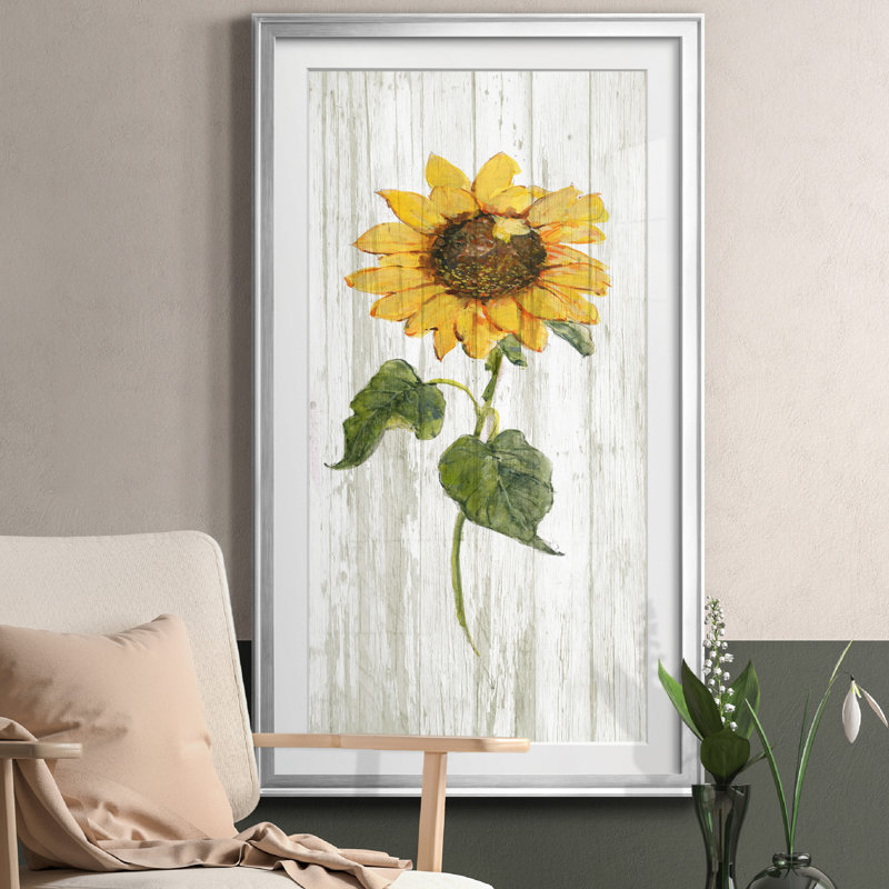 Tournesol en automne II - peinture encadrée, Argent, H 10,5 po x l 18,5 po x P 1,5 po