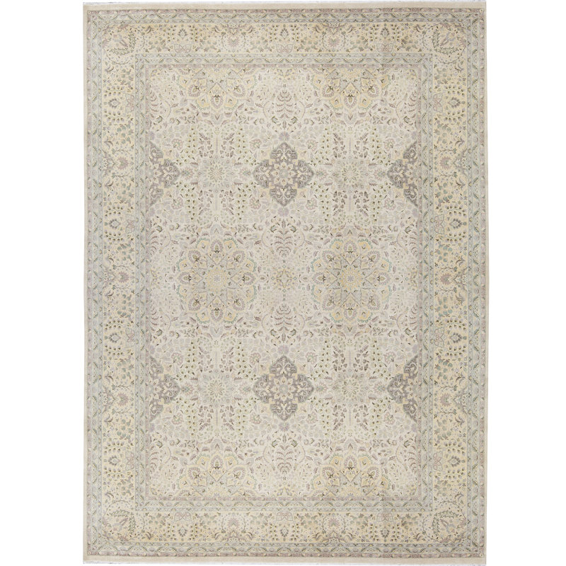 Tapis beige noué à la main de haute qualité