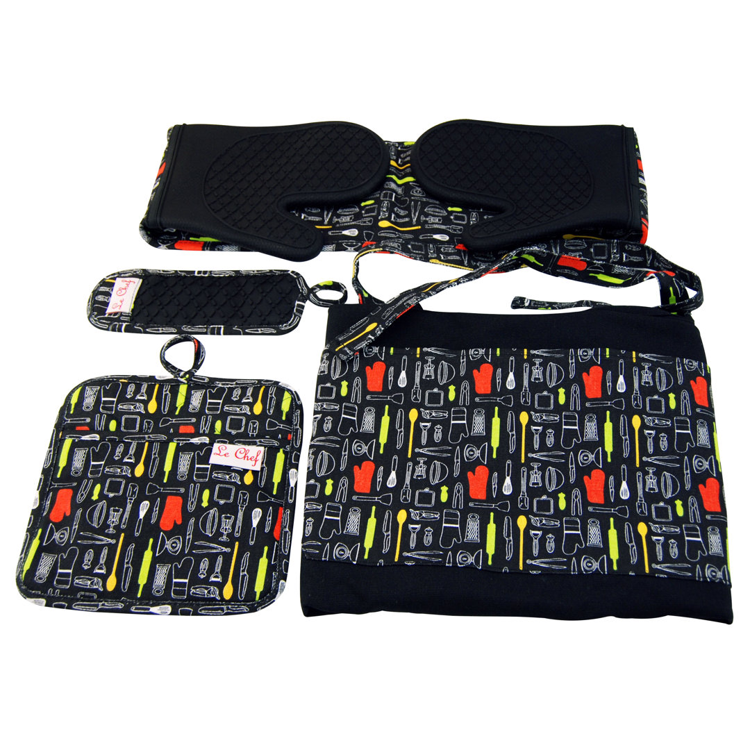 Silicone Print Diamond Apron Set LCM Home Fashions 