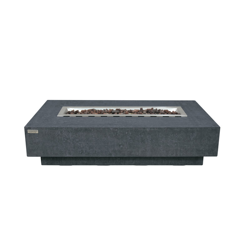 Hampton Outdoor Concrete Fire Pit 45,000 BTU Dark Gray - Includes Lava Rocks & PVC Cover