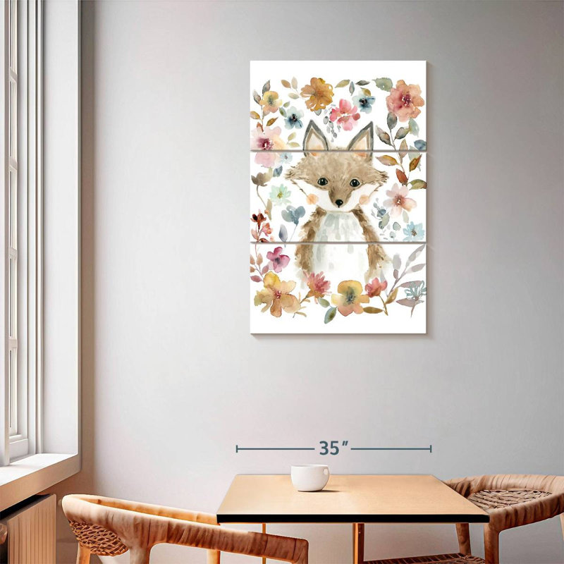 Brampt fleurs et amis renard, H 57 po x l 36 po