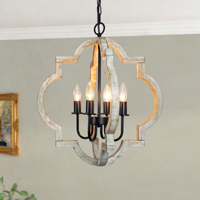 19.49” 4 - Light Candle Style Lantern Geometric Chandelier