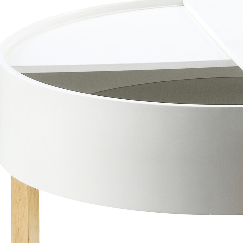 Élégante table basse blanche et naturelle - Design de rangement caché charmant avec finition secrète