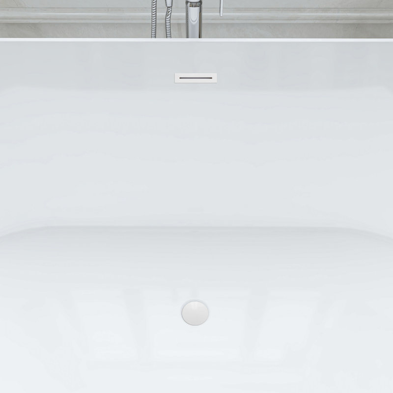 67'' x 32'' Freestanding Soaking Acrylic Bathtub, Pure White