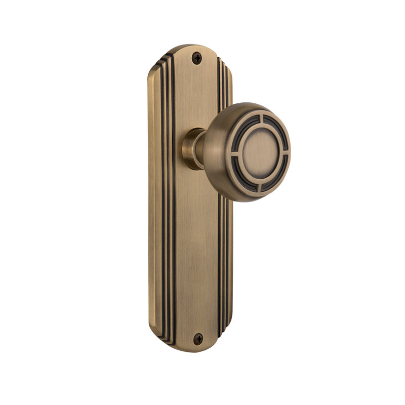 Deco Plate with Mission Door Knob, 2 3/4, Antique Brass