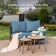 Round Curved Wicker Outdoor Patio Loveseat With Cushions And Two Coffee Tables