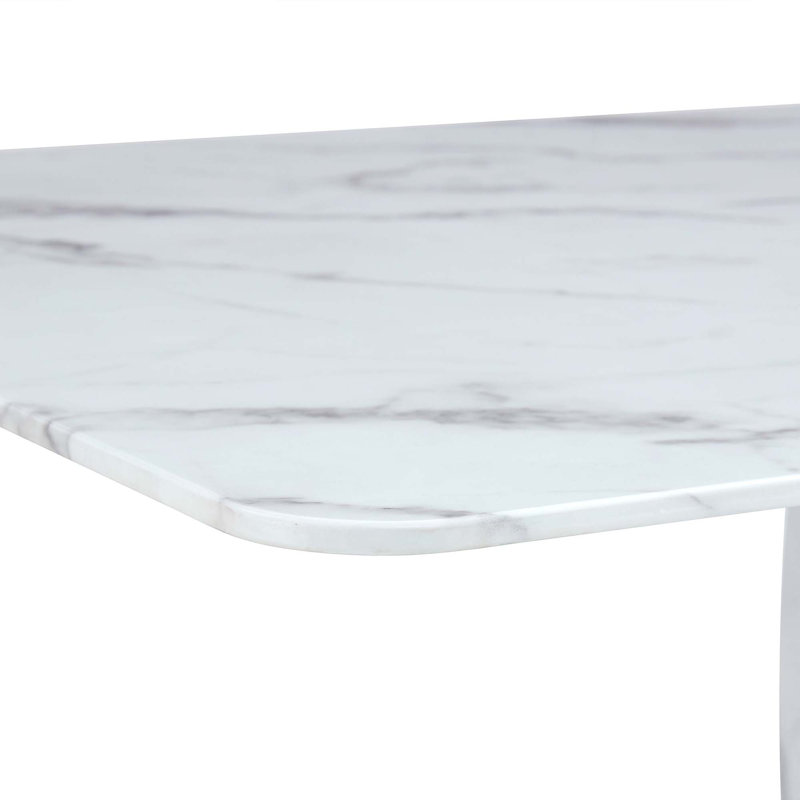 Table and chair set.Modern Simple Marble Pattern, Gray/Silver, White, 7