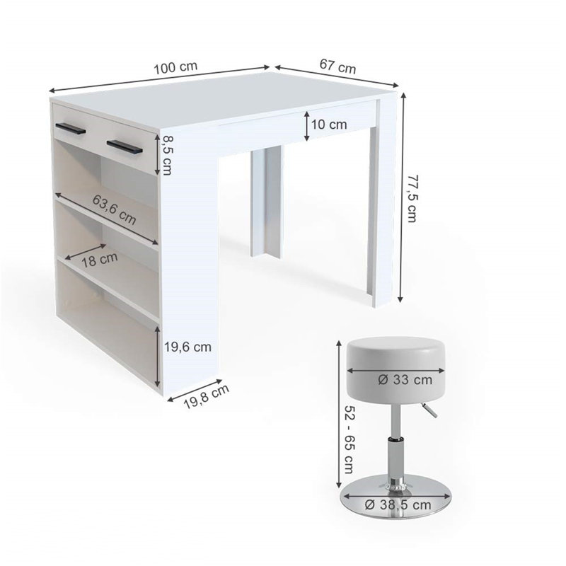 Karlye 67 cm Bar Set Bar Cabinet, White