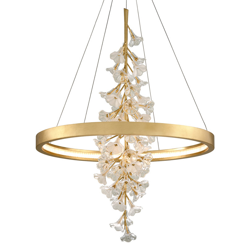 Jasmine 1 Light Chandelier, Gold Leaf, 50" H x 36" W x 36" D