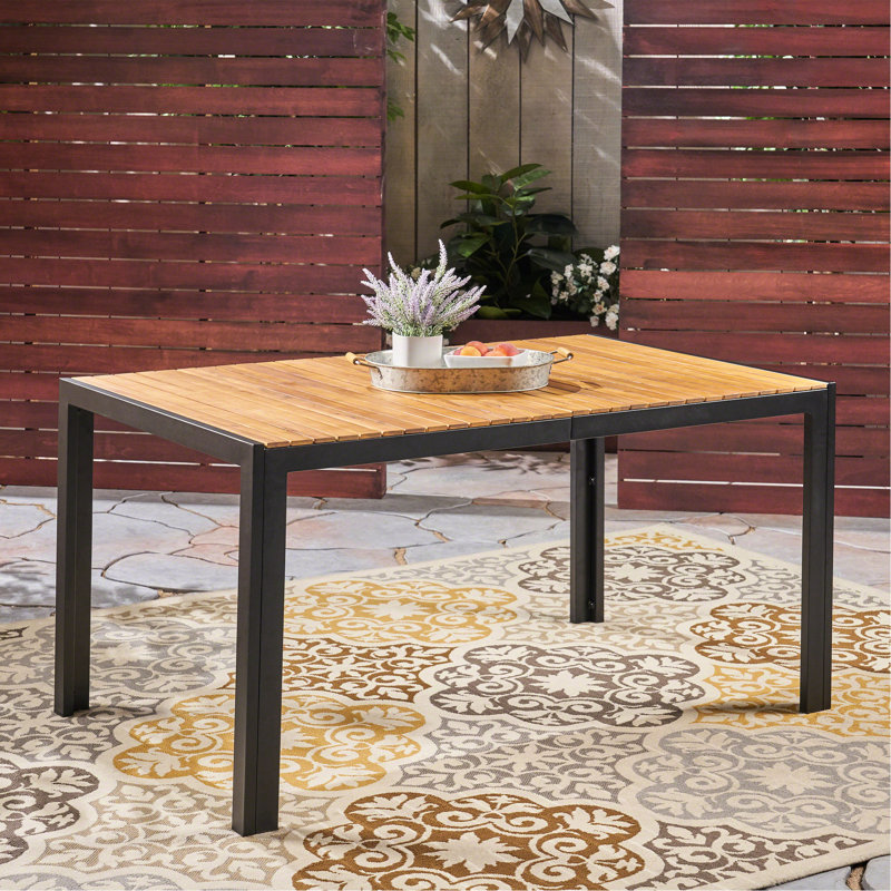Élégante table de salle à manger - bois et fer, 59,3L x 35,5W 30H pouces, fabrication en fer à finition renversée, plateau de table