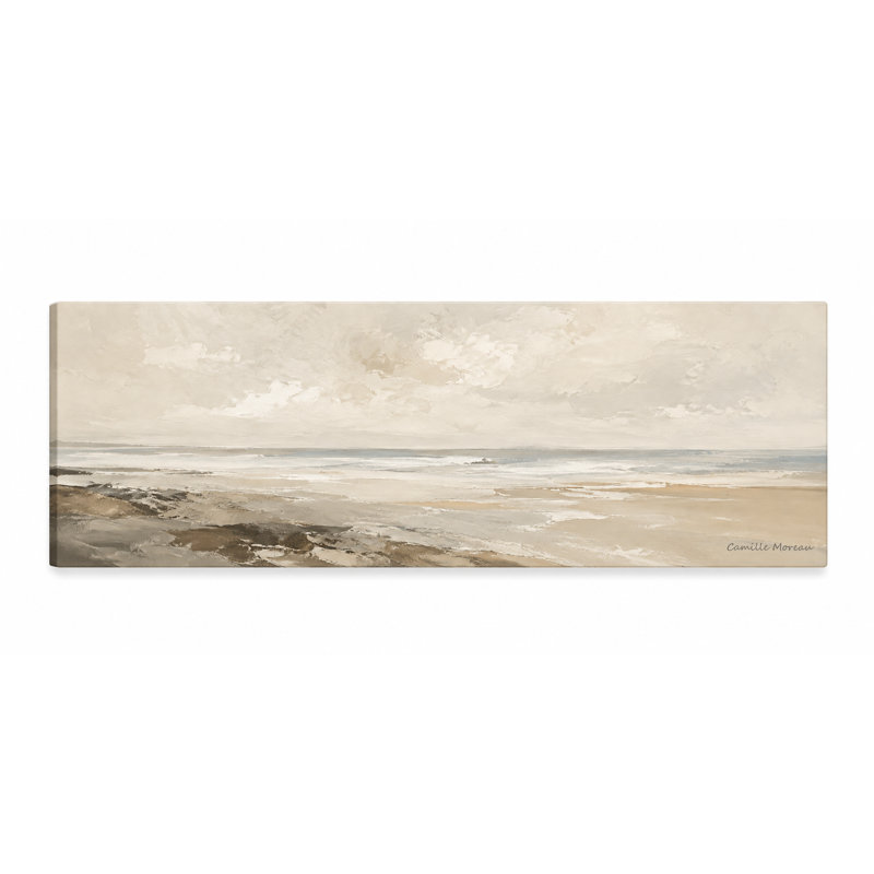 Doux horizon immobile, neutre, paysage abstrait, imprimé Jaak, L 48 po x H 16 po x P 1,5 po