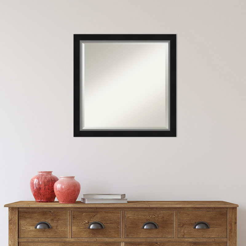 Miroir mural Quade, 23 po x 23 po, Noir satiné / argent