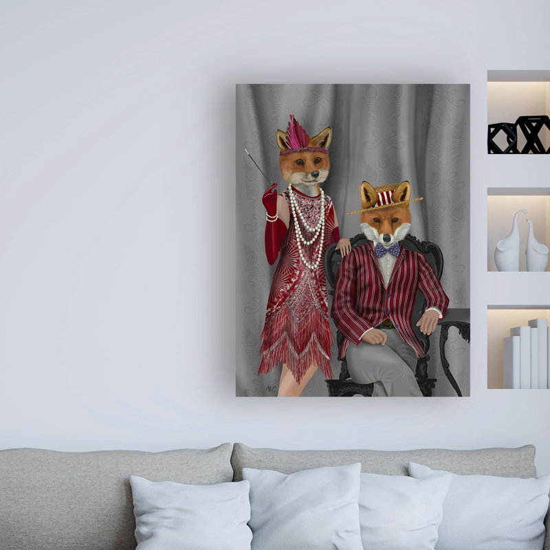 «Fox Couple 1920s» par Fab Funky - impression sur toile tendue