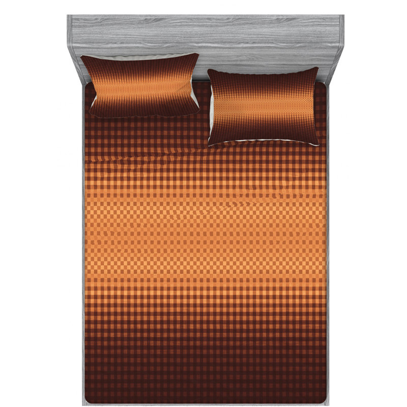 Microfiber Plaid Sheet Set, Queen Sheet Set with Fitted Sheet