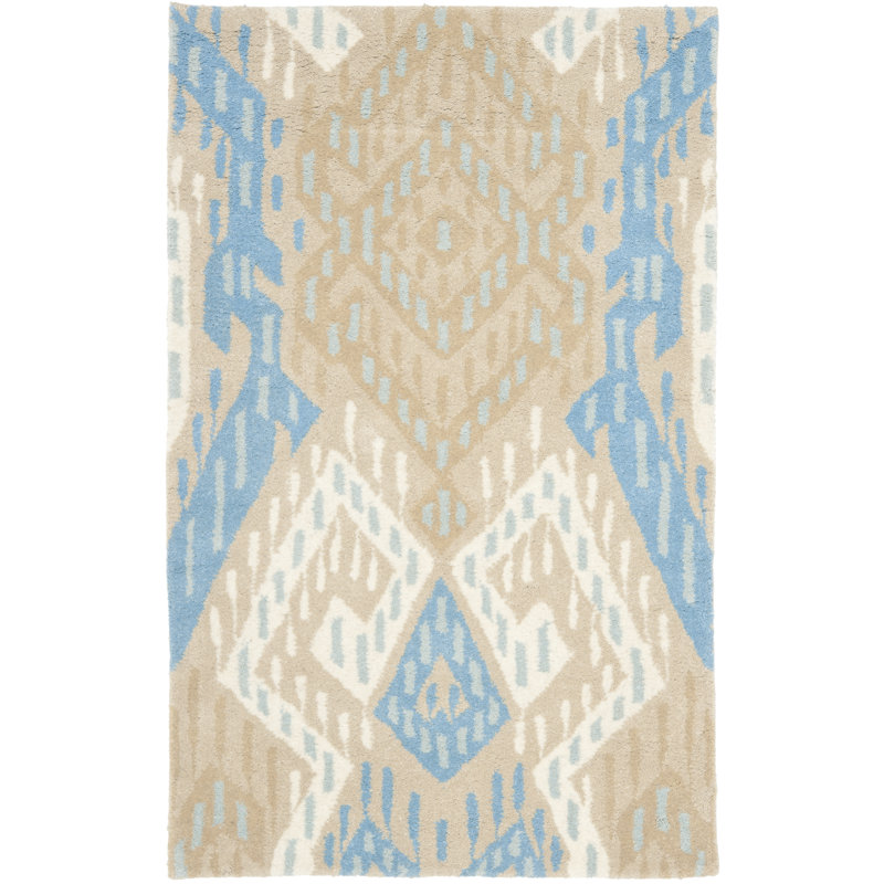 Kouerga Hand Tufted Wool Geometric Rug, Rectangle 2'6" x 4'