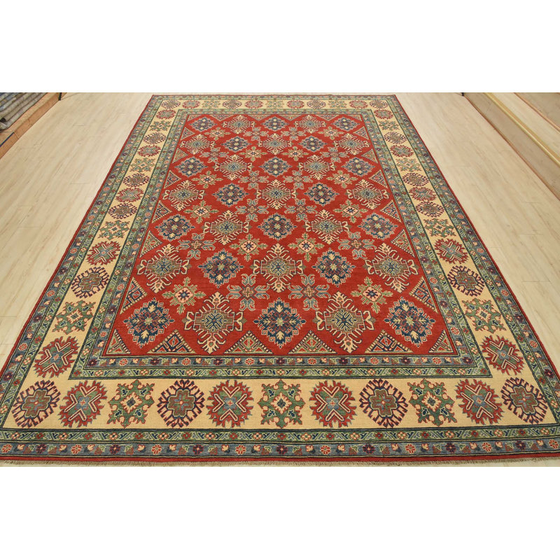 Tapis rouge nouvel âge en laine 9 pi 2 po x 11 pi 9 po Muhdin
