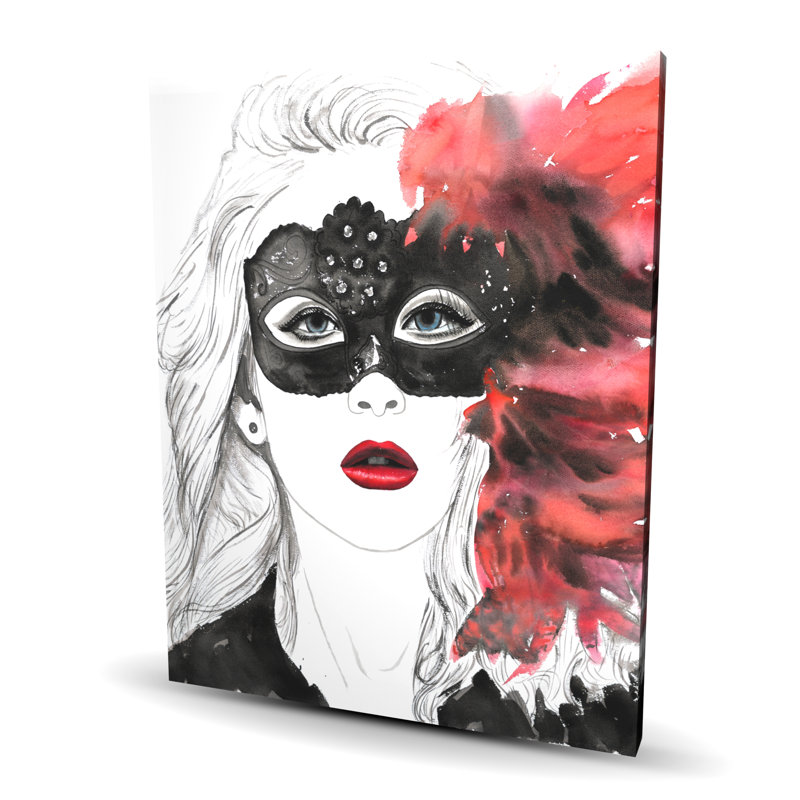 Masked ball - Red Feathers Canvas for Elegant Home Decor