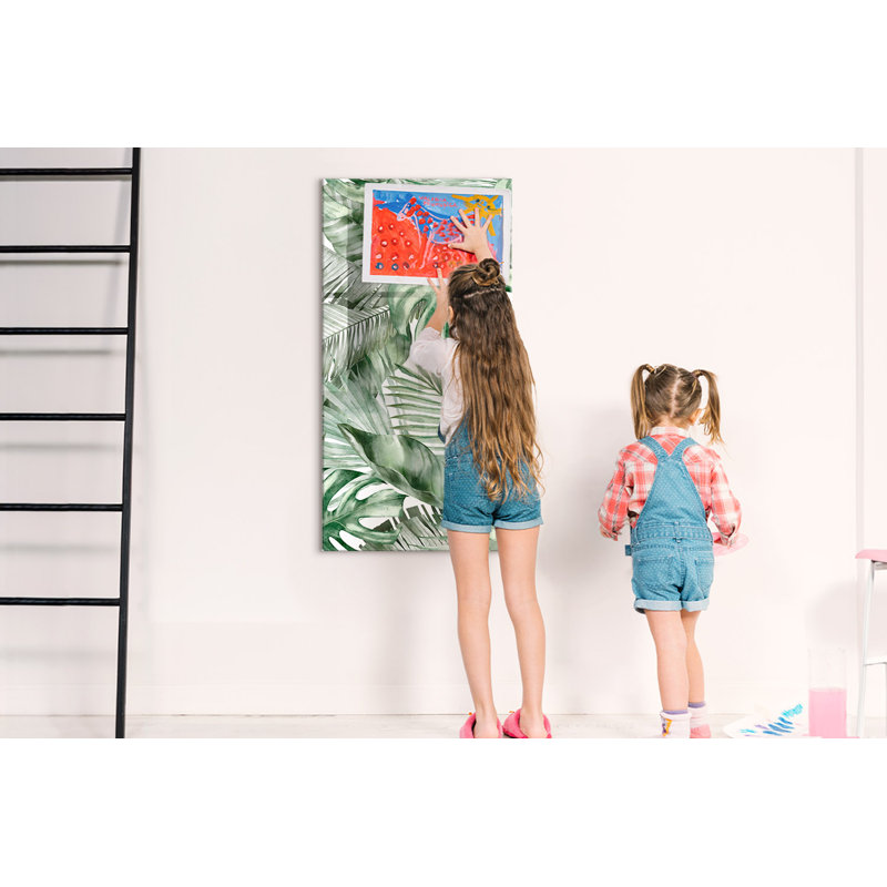 Magnetic Memo Board Whiteboard - 60 x 120 cm - With Marker and Magnets - Watercolor leaves