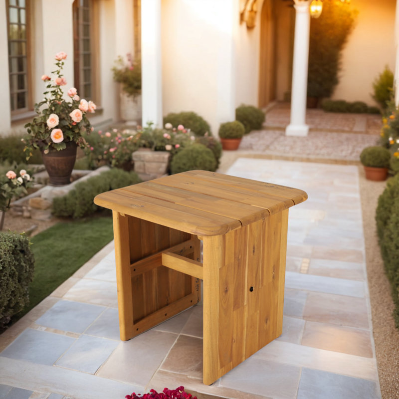 Table d'appoint carrée d'extérieur en acacia