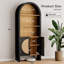 Bibliothèque incurvée 60 "noire avec portes de rangement fermées en rotin et armoire de ferme en bois d'ingénierie pour garde-manger et salle de bain multi-pièces