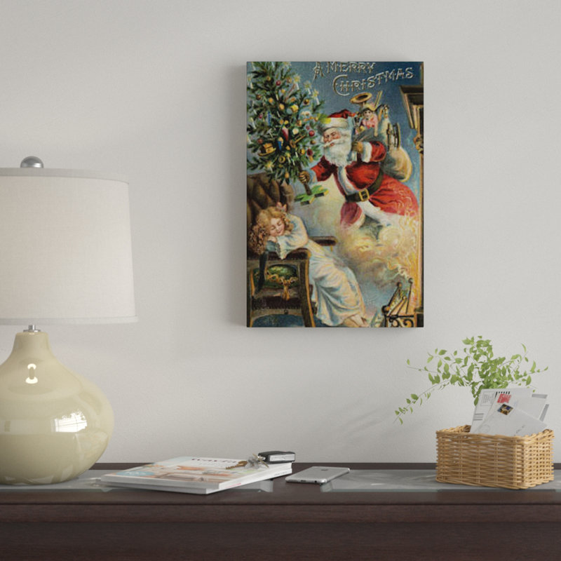 «Merry Christmas Santa», impression sur toile, H 26 po x l 18 po x P 1,5 po, Toile tendue, Pas de tapis