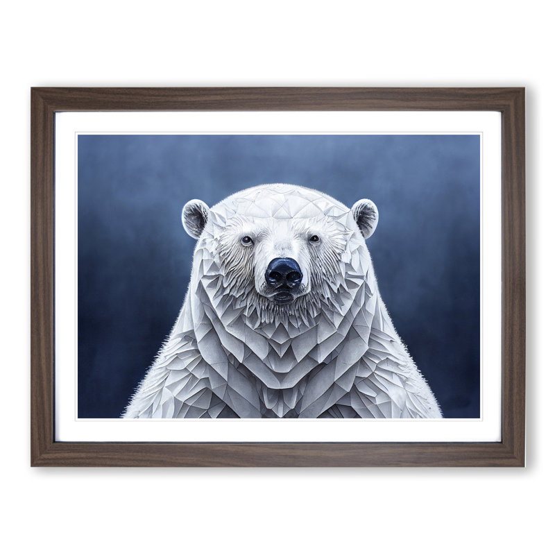 Flourishing Polar Bear - Single Picture Frame Print, 25cm H x 34cm W x 2cm D, Walnut