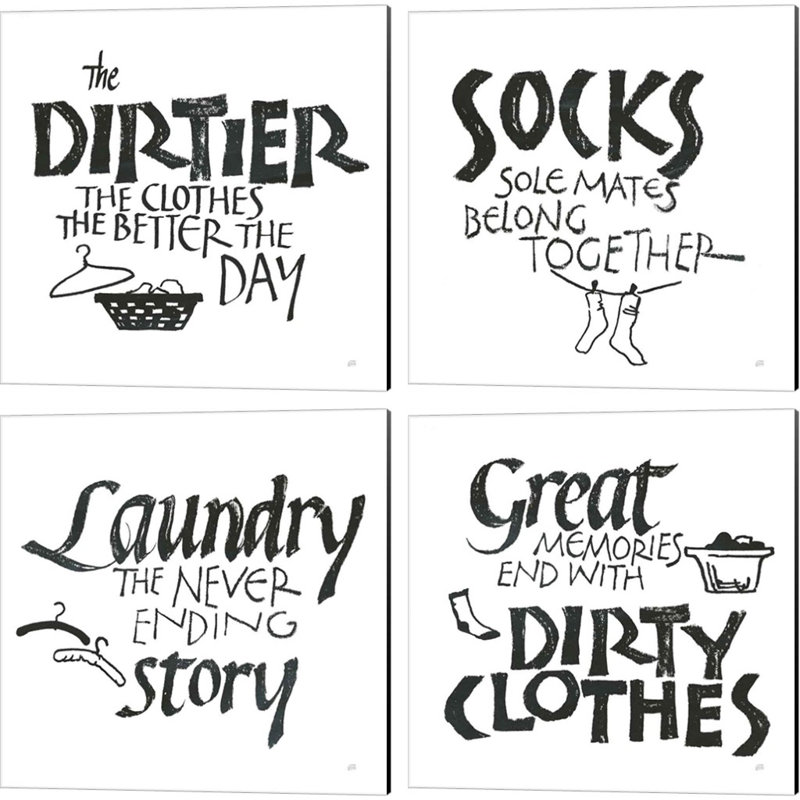 «Laundry Room White» par Chris Paschke, art sur toile (ensemble de 4)