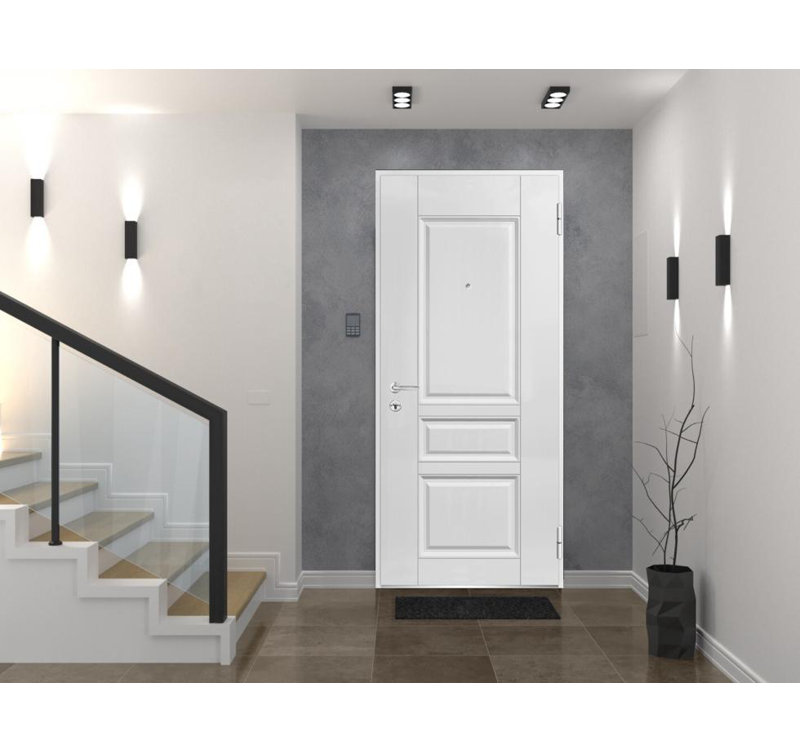 Portes d'entrée blanches pré-installées Ballucio prêtes à installer, Côté gauche