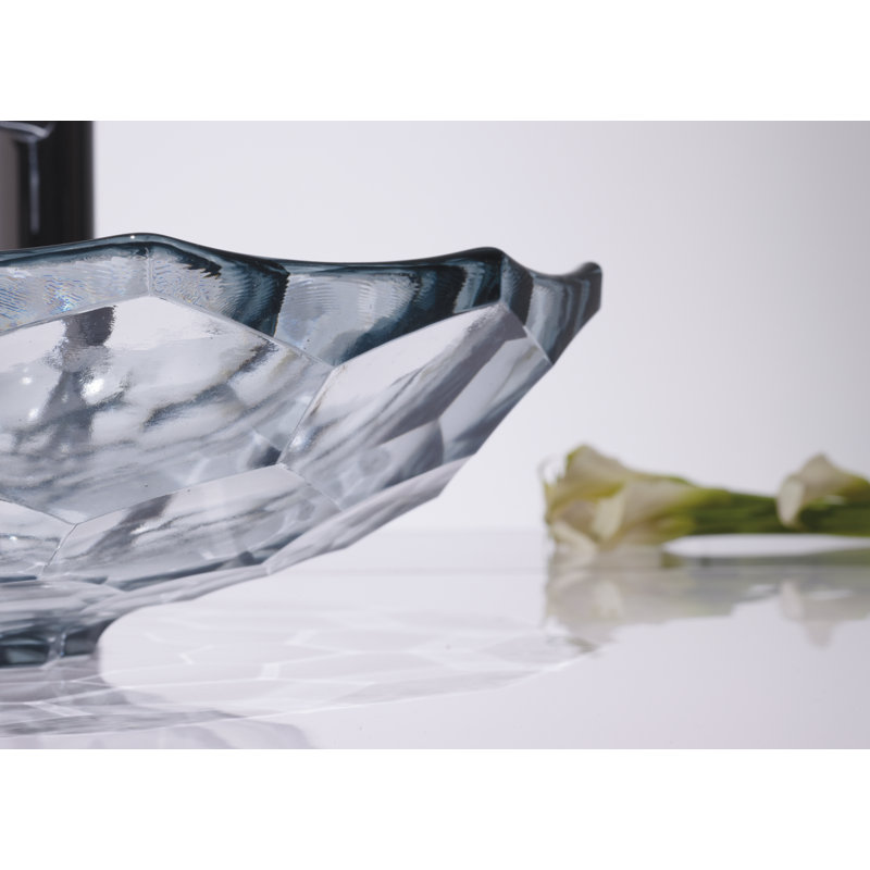 Kohler Briolette, Artist Editions Oval Faceted Glass Bathroom Vessel Sink, Ice