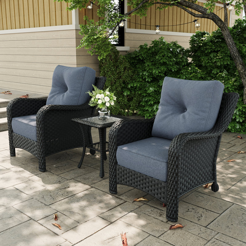 Metal Outdoor Lounge Chair, Navy, Black