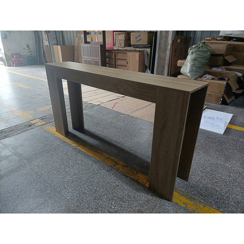62.99-Inch Extra-Long Farmhouse Entryway Table With Rustic Charm And Multi-Functional Storage Space., Oak