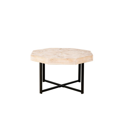 Octagonal Wood Coffee Table With Vintage Essence, 30 Inch, Cross Metal Legs, Simple Maintenance Routine, Living Room Inch Table, And Metal, Antique Style Design, Three Colors, Good For Primary Space
