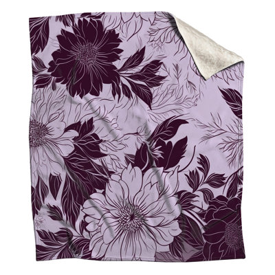 Purple Botanical Floral Blankets