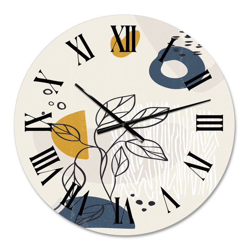 Vintage Boho Minimalistic Flowers II - horloge murale moderne, Moyen