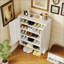 Rangement pour chaussures 40 po à 2 portes en métal à 7 niveaux, tablettes réglables, armoire de rangement moderne pour entrée étroite