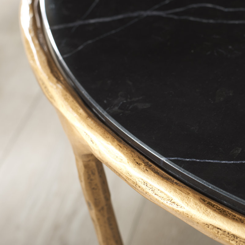Table basse Evelynn, Laiton, Marbre, Black Marble