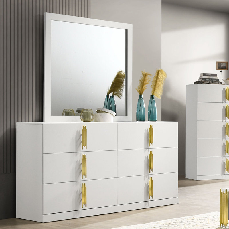 Commode 6 tiroirs avec miroir Bannasch