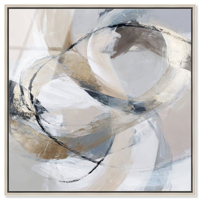 Gold Accent IV Framed Acrylic Print Large Abstract Art by Art Remedy, Silver Frame, 24 x 24