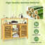 Natural Bamboo Kitchen Storage Cabinet, Freestanding 2 Door Slatted Cupboard with Internal Shelves, Multipurpose Home Furniture for Kitchen, Dining Room, Entryway, Living Room & Bathroom