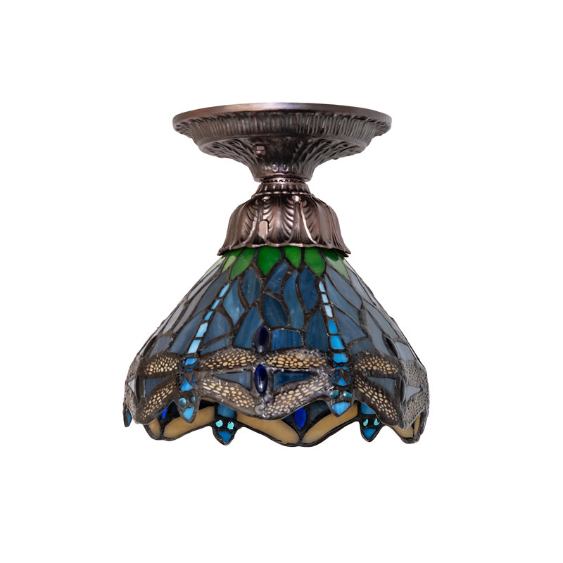 Plafonnier encastré 7 po Tiffany, Bleu, vert et beige