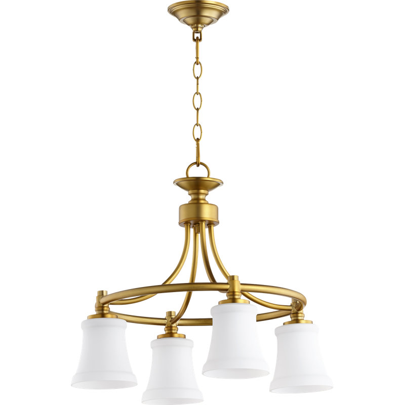 Herman 4 - Light Wagon Wheel Chandelier, Aged Brass
