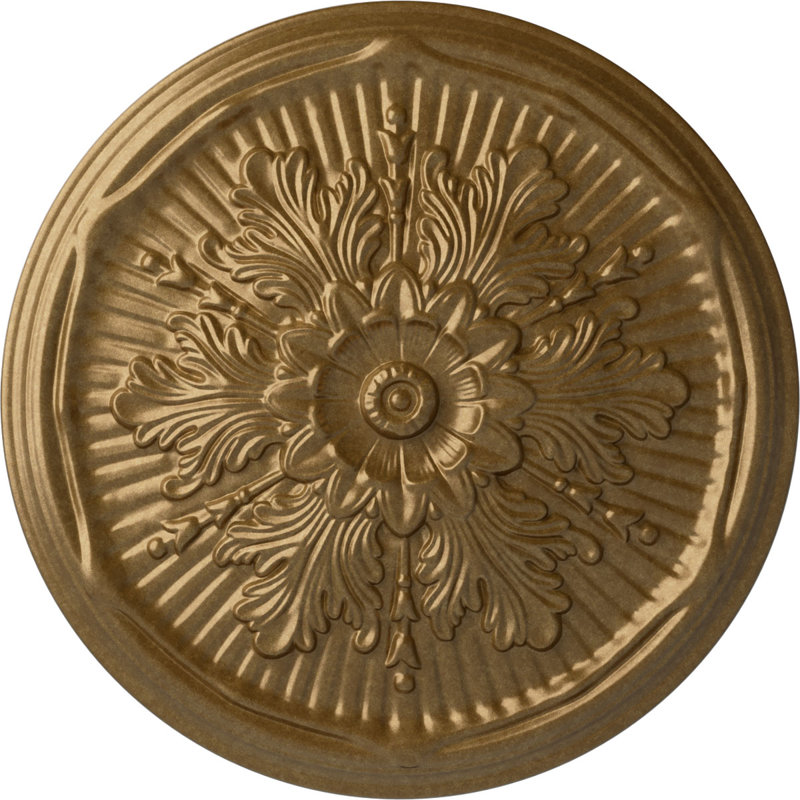 Endurathane Luton Ceiling Medallion, 21"OD x 2"P (Fits Canopies up to 3 1/2"), Hand-Painted Pale Gold Finish, Pale Gold