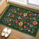 Floral Machine Washable Rug Non-Slip Farmhouse Floor Cover, Stain-Resistant Low Pile Indoor Carpet Mat for Living Room
