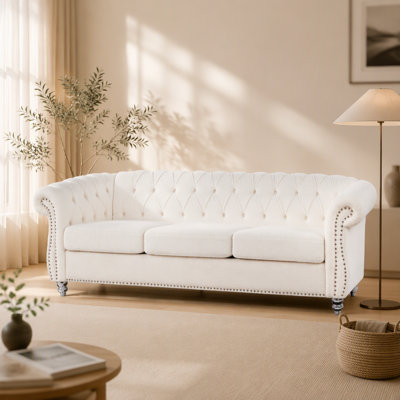 84" Rolled Arm 3 Seater Sofa