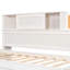 Lit de jour simple en bois avec 3 tiroirs de rangement, tablette souple supérieure, tablette et ensemble de douilles et ports USB