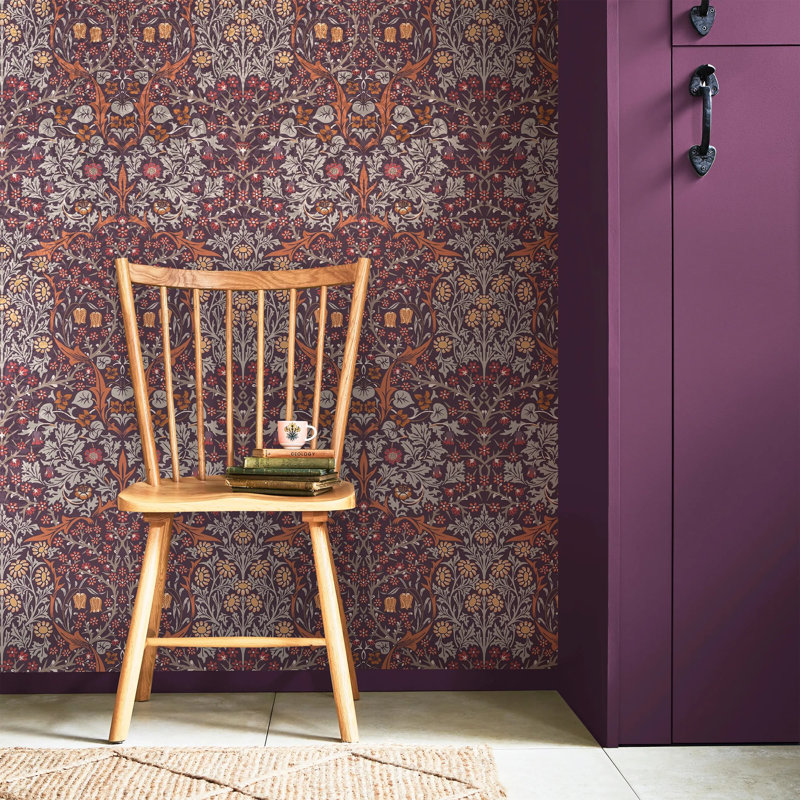 William Morris At Home Blackthorn Floral Wallpaper, Purple