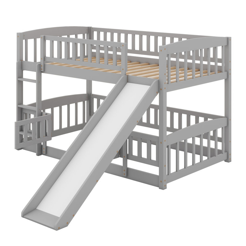 Jeneine Kids Twin Over Twin Bunk Bed, Gray